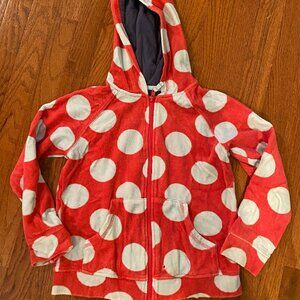 Mini-Boden Terry Cloth Polka Dot Zip Hoodie - Size 9-10